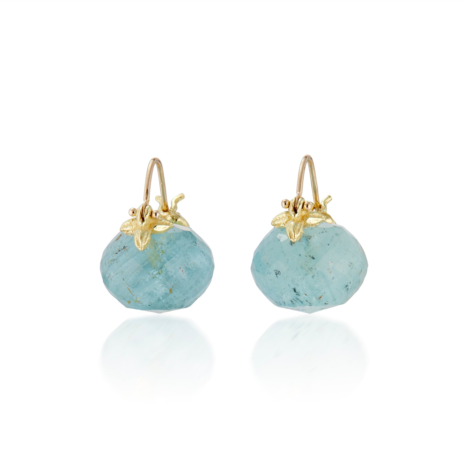 Faceted Rondelle Aquamarine 18k Flyers