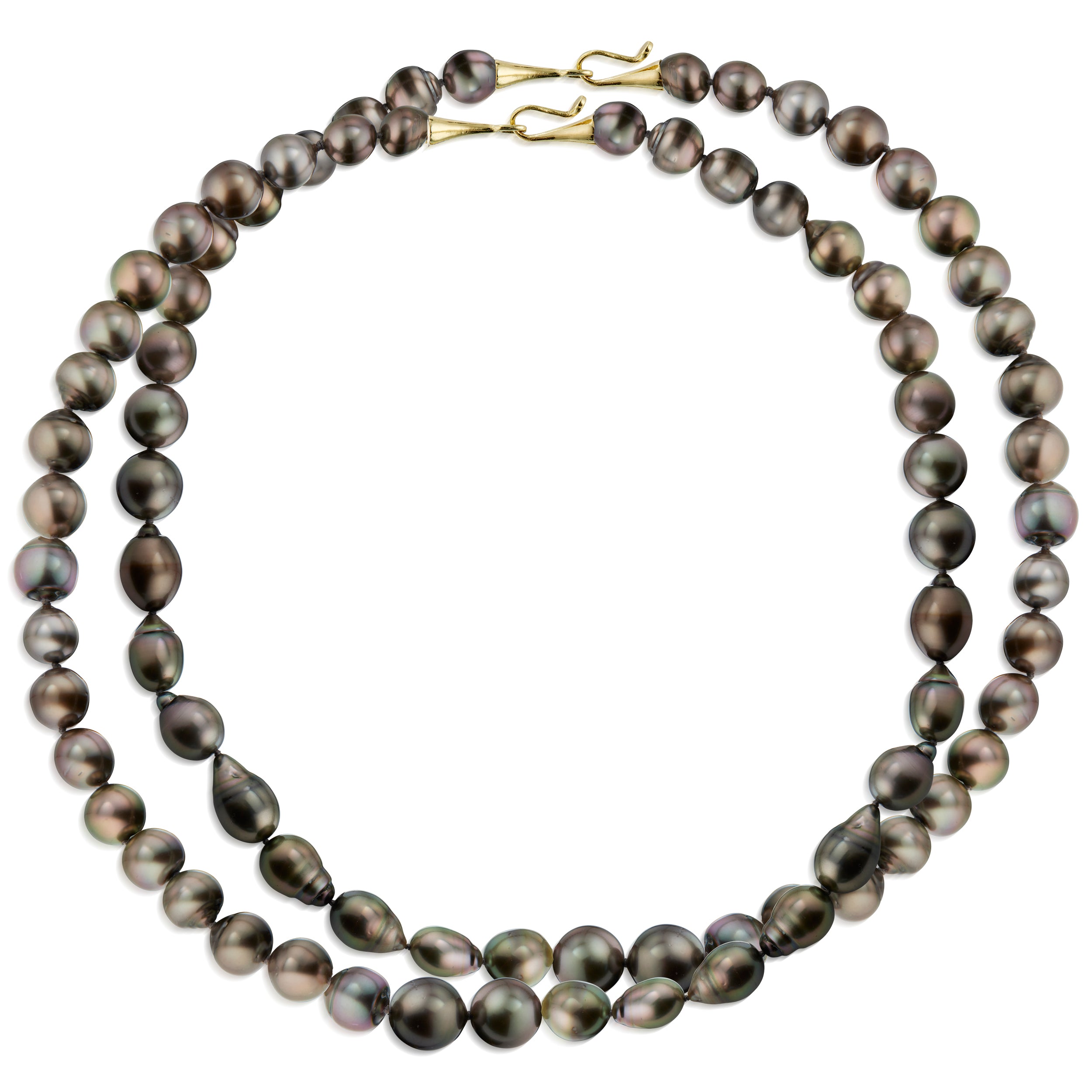 Nesting Brown Tahitian Pearls 18k Cone Hook & Eye