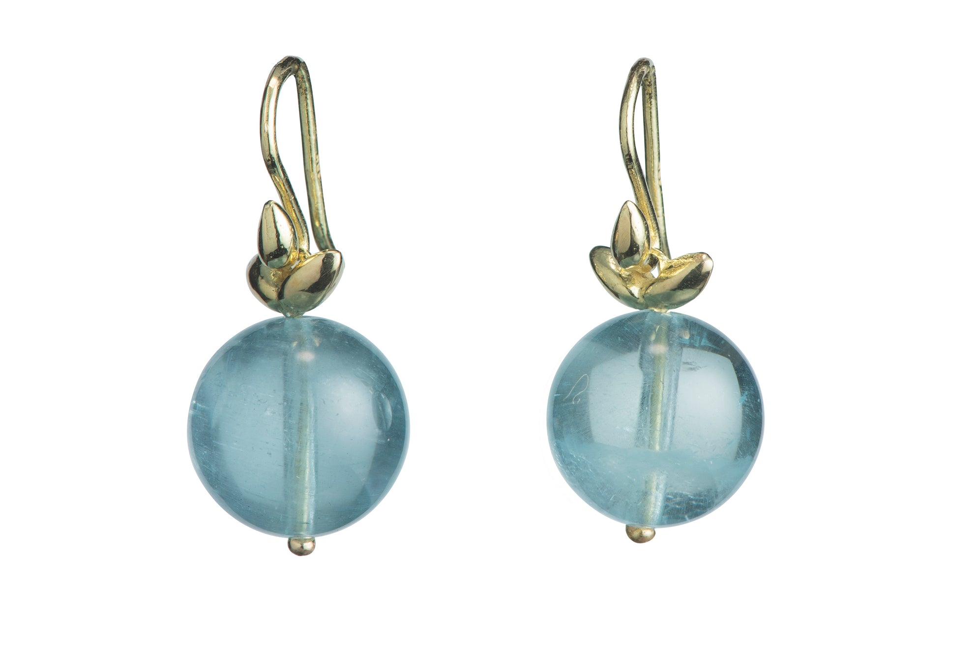 Aquamarine 18k Smooth Wing Earrings