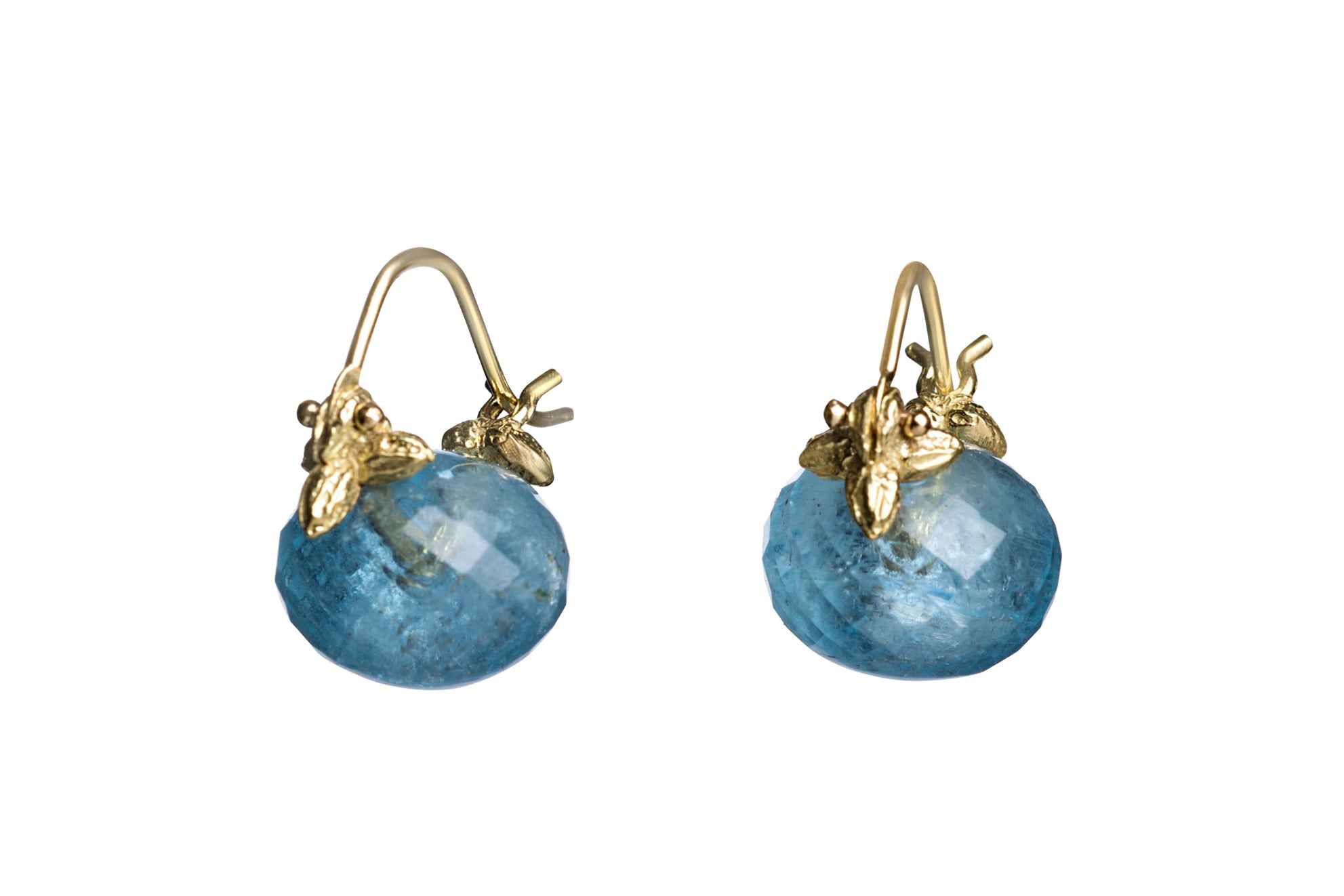 Faceted Rondelle Baby Aquamarine Flyer Earrings