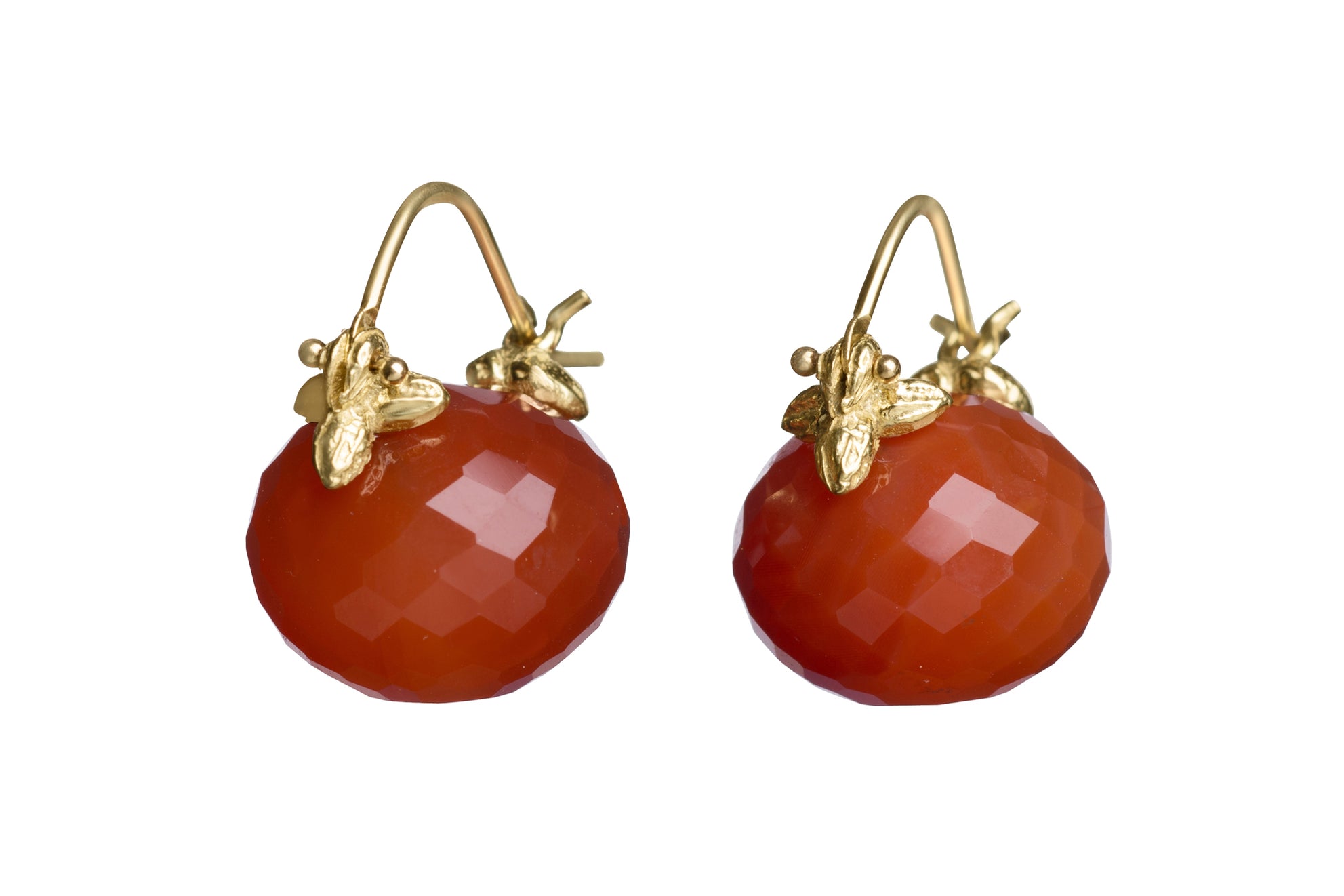 Faceted Rondelle Carnelian Flyer Earrings