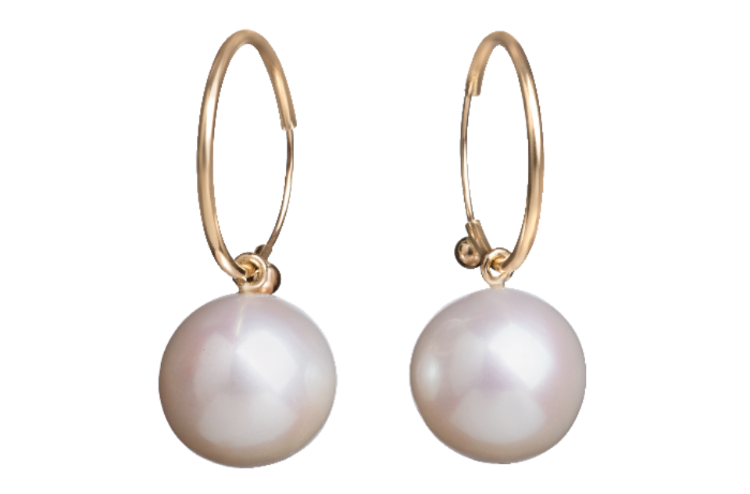 11mm white Freshwater pearl on endless hoop