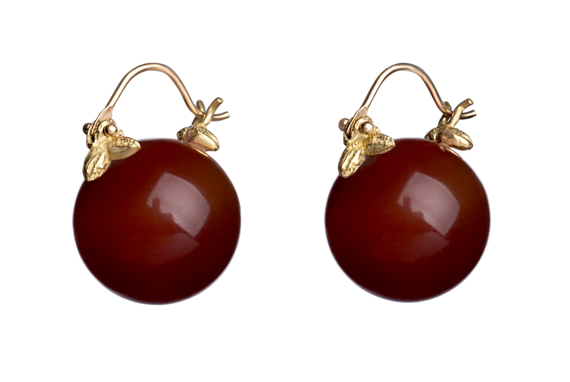 Smooth Round Hessonite Flyer Earrings