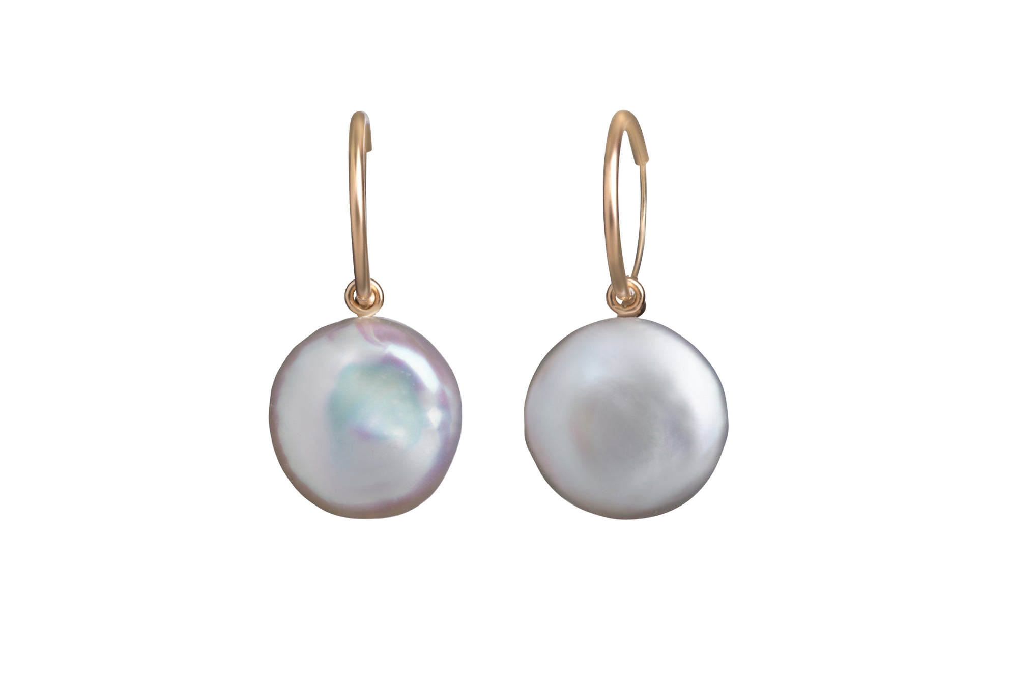 White Freshwater M&M Pearl on Endless Hoops Earrings