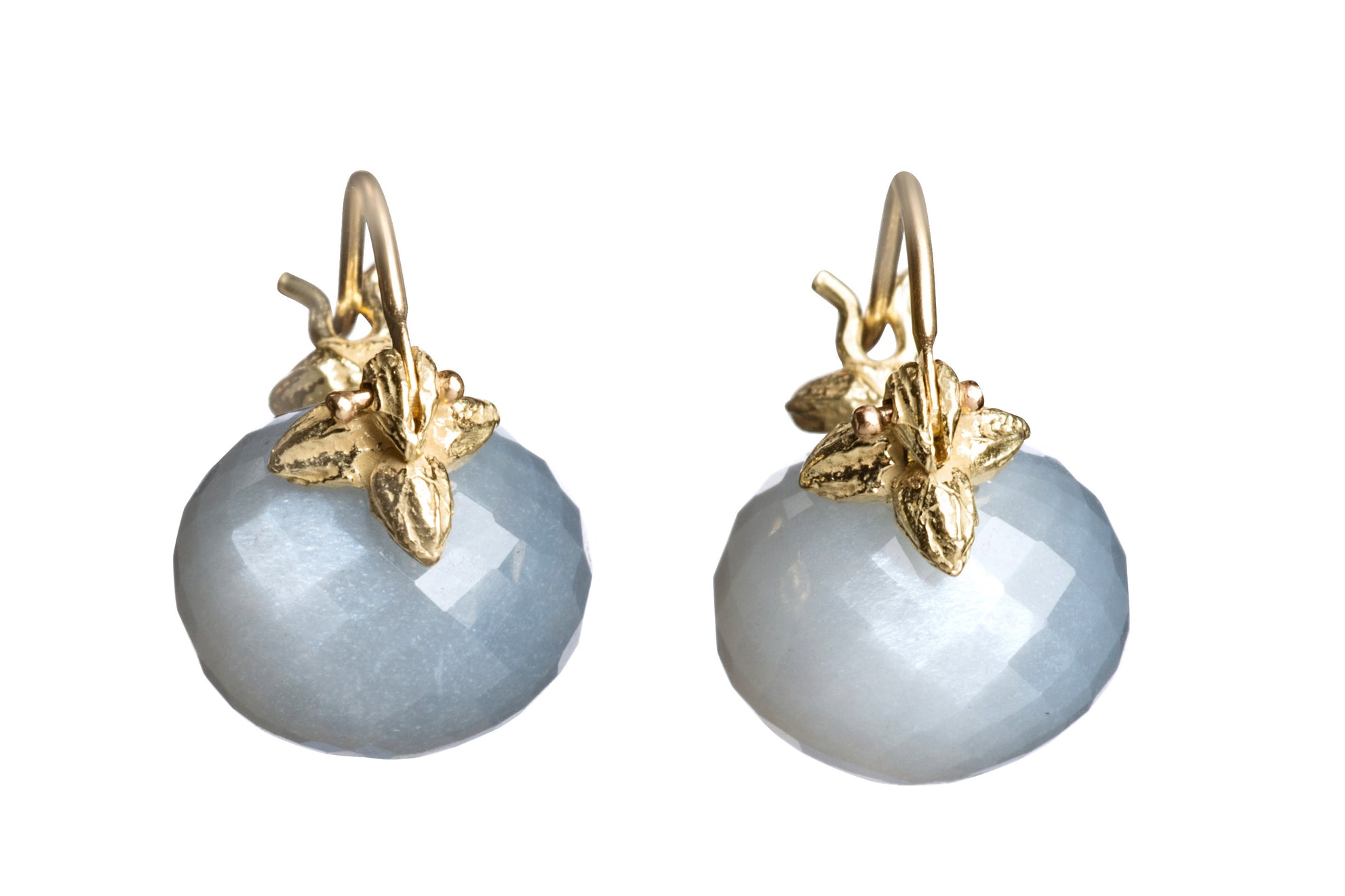 Baby Faceted Gray Moonstone Flyer Earrings