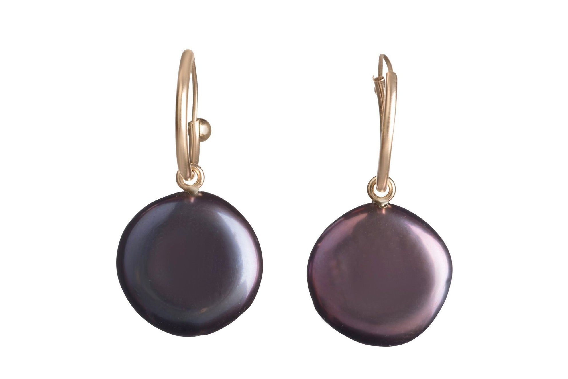 Large Black M&M Freshwater Pearls (color enhanced) on Endless Hoops