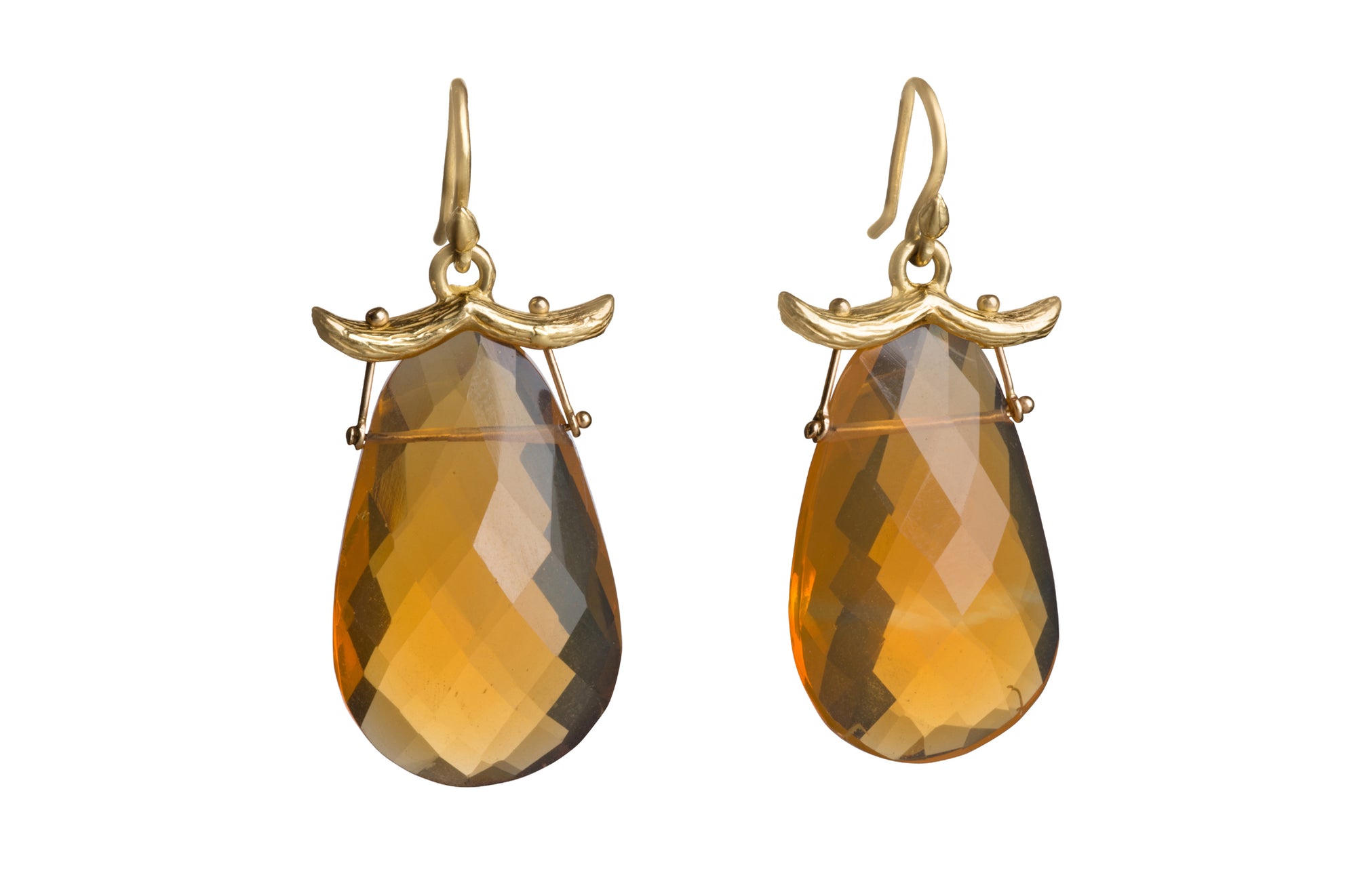 Faceted Mexican Fire Opal Drops Double Banana Earrings