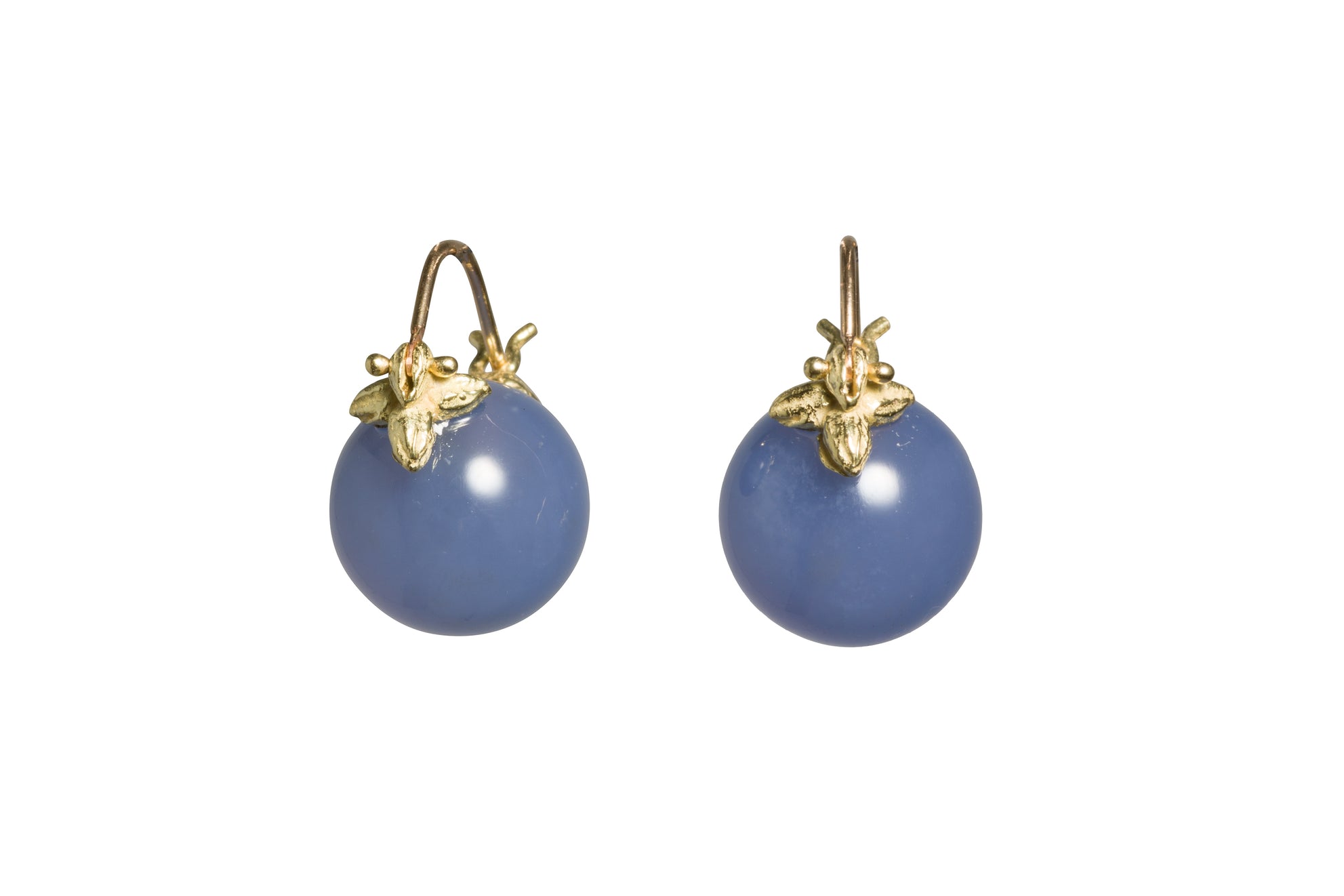 Baby Smooth Round Blue Chalcedony 18k Flyers