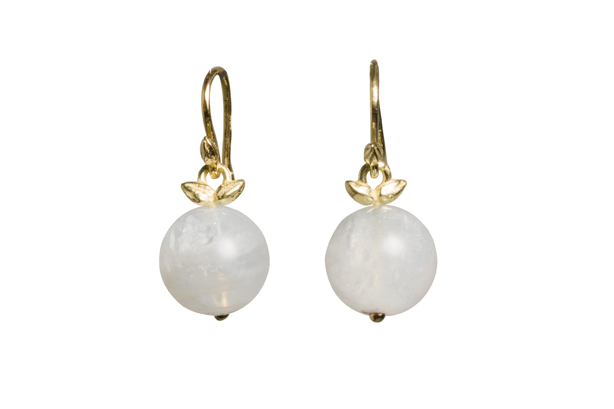 Moonstone Smooth Ball 18k Wing Earrings