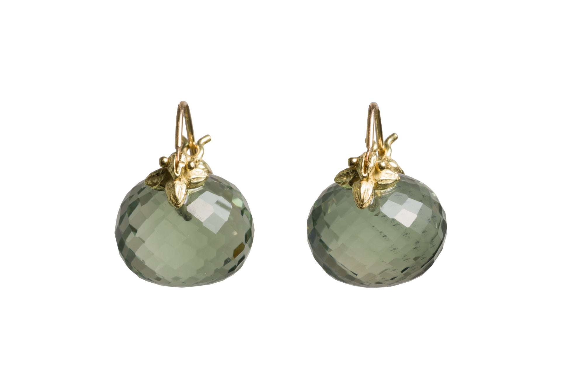 Green Amethyst (praseolite) 18k Flyer Earrings