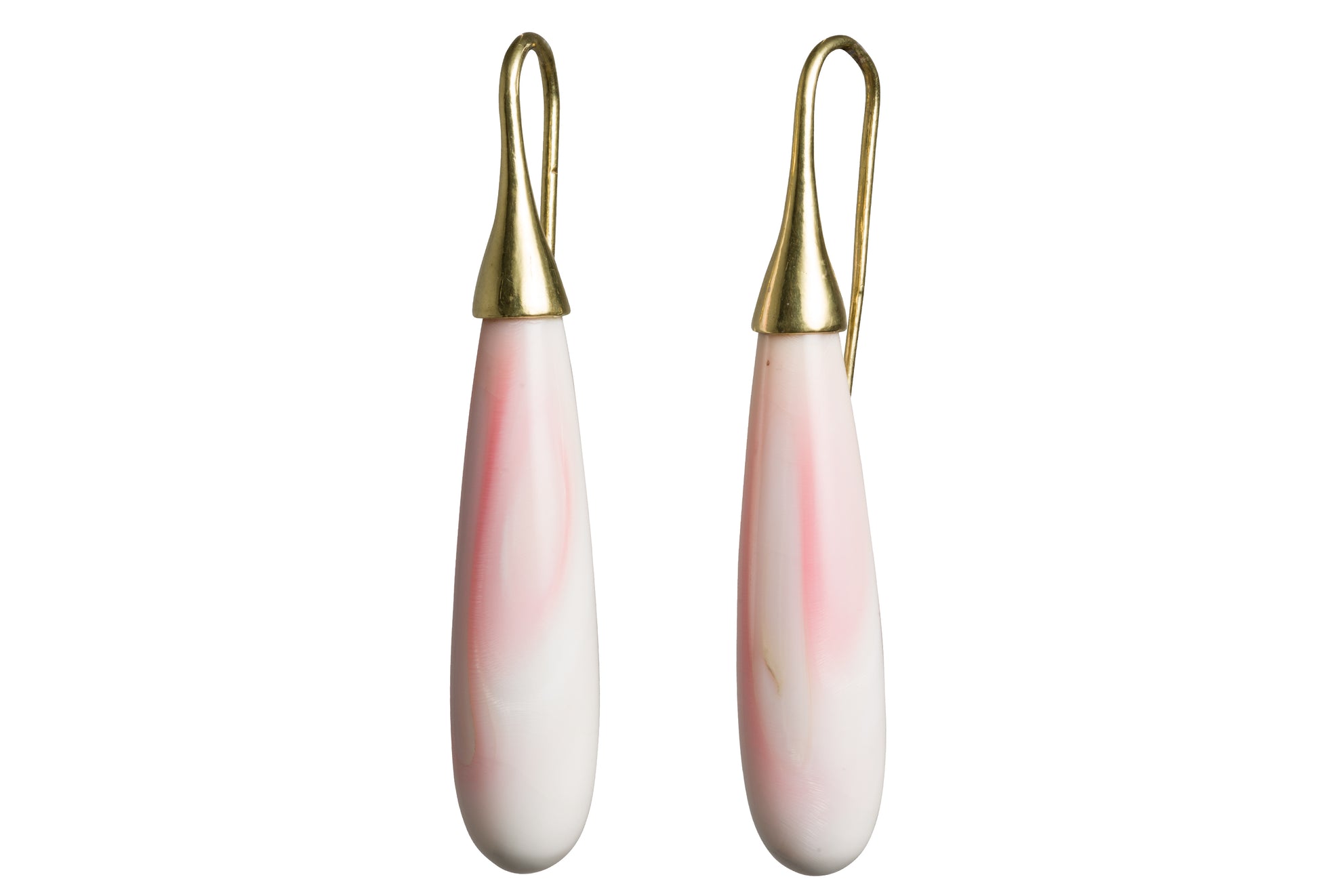 Smooth Long Conch Drop 18k Cone Cap Earrings