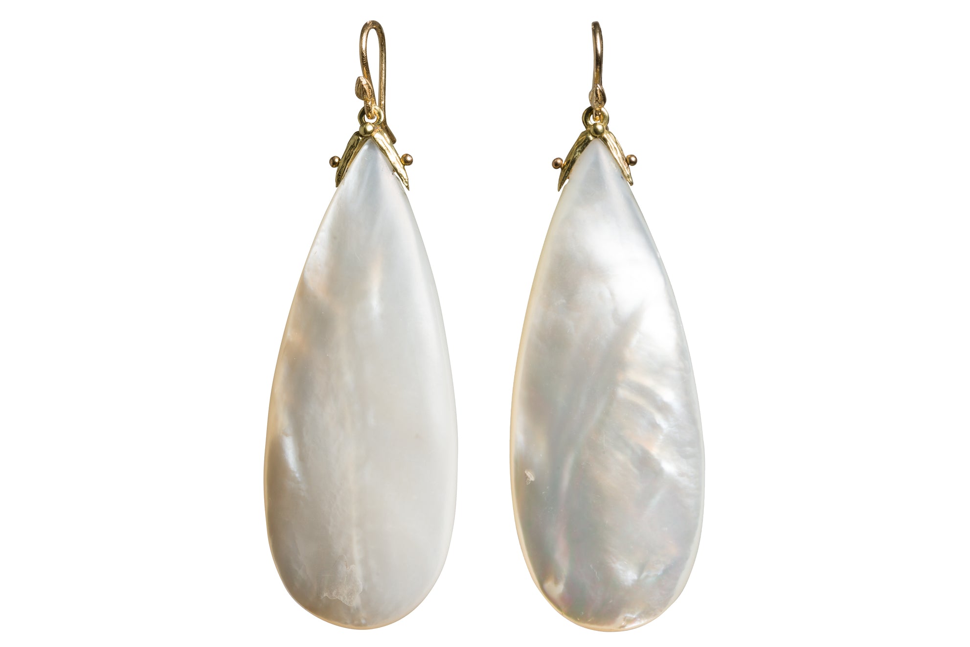 Mother of Pearl 18k Med Double Seed Dangle Earrings