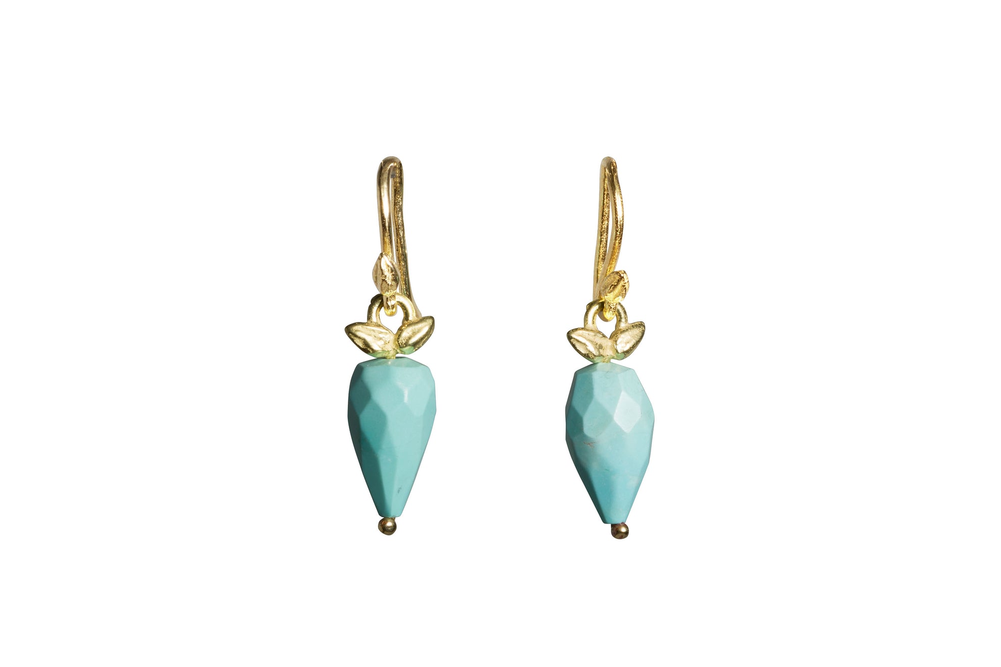 Sleeping Beauty Faceted Teardrop 18k Wings