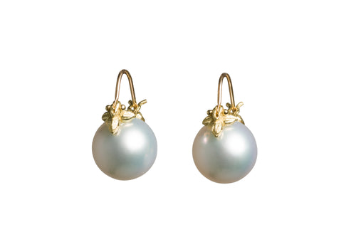 White South Sea (10.9-11mm) Pearl 18k Flyer Earrings