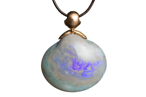 Opal Fossil Shell Pendant (Lollipop shaped)