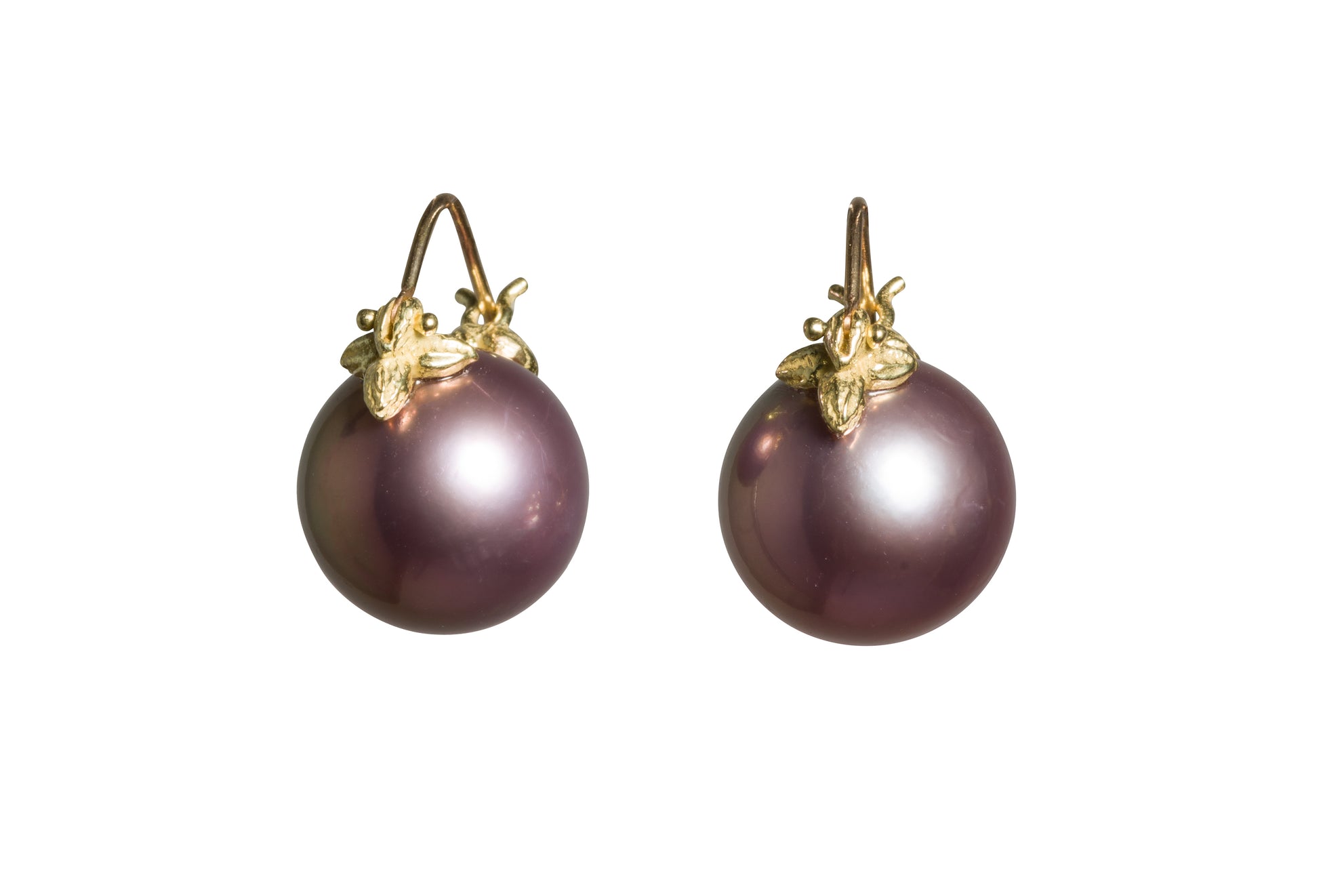 Burgundy Freshwater 18k Flyer Earrings