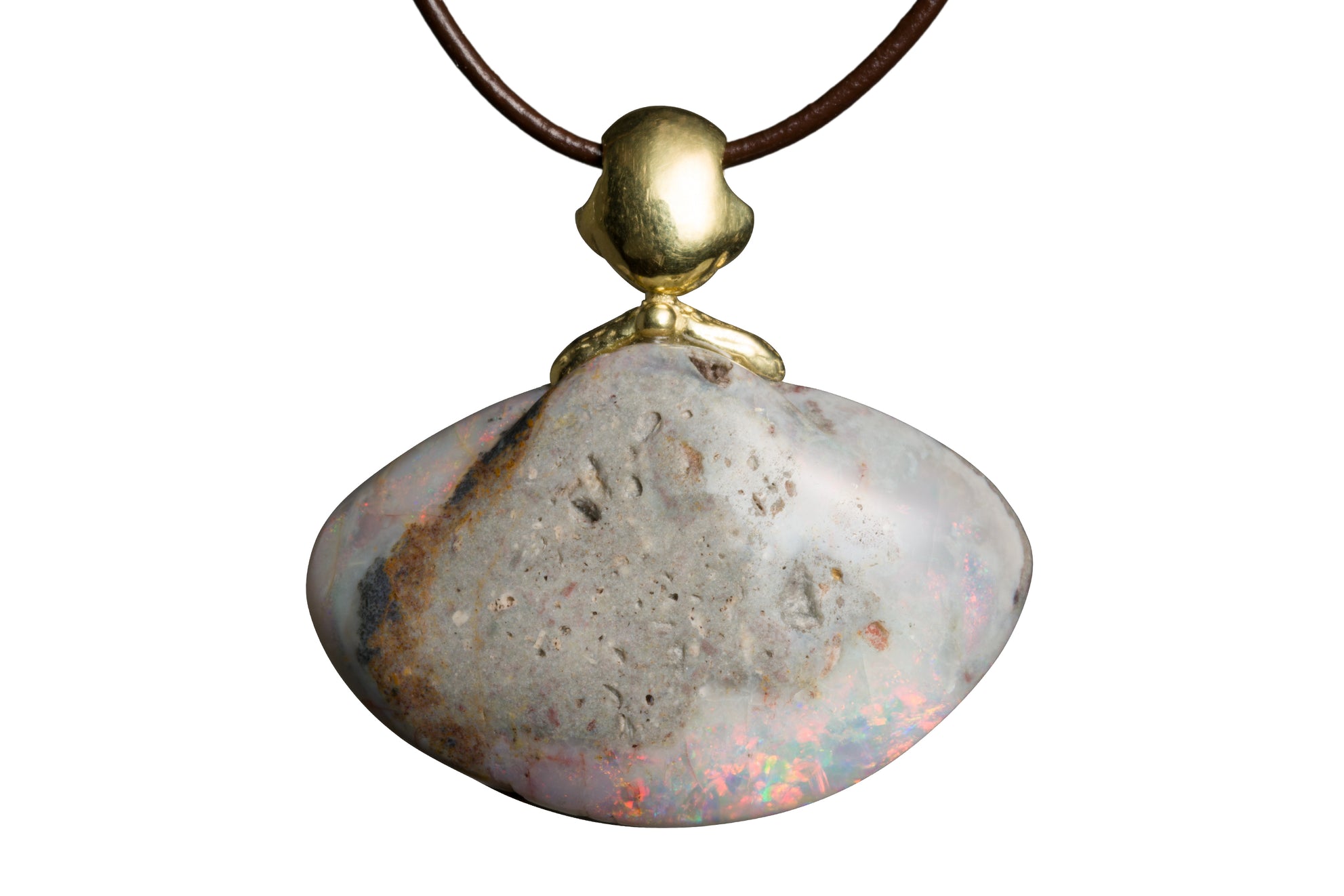 Opal Shell (sediment gray) Fossil Shell Pendant