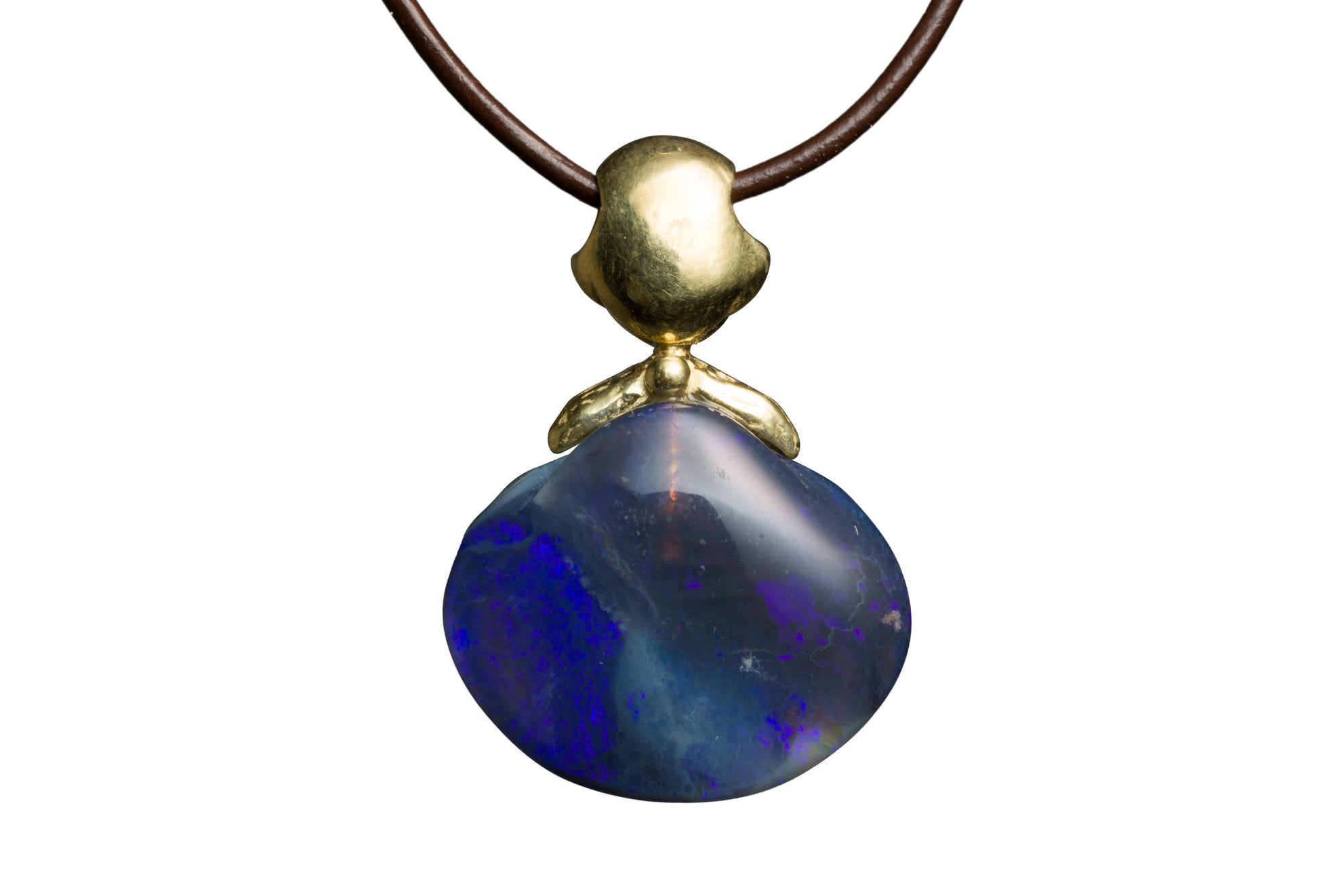 Opal Shell Fossil Pendant - Midnight Blue