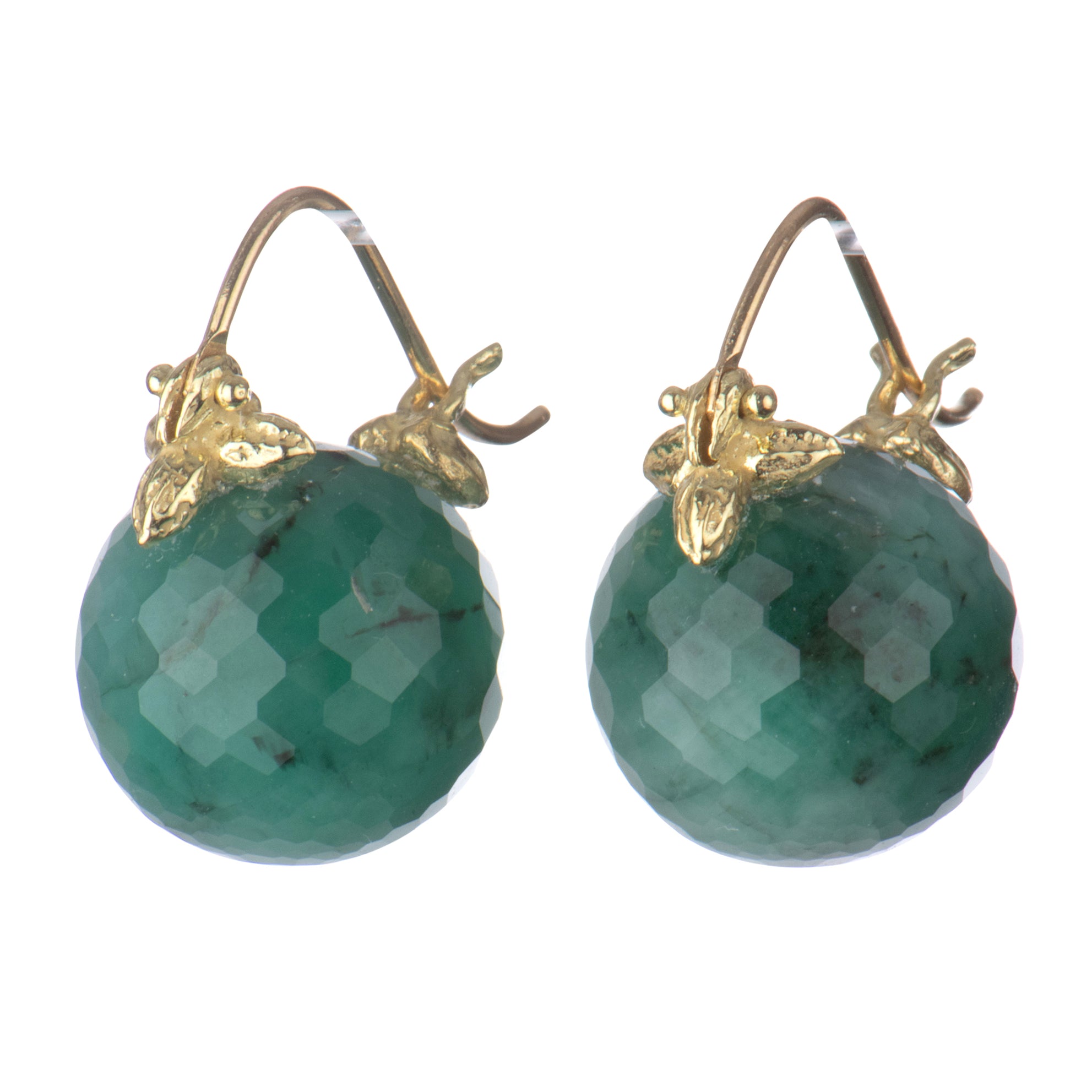 Faceted Emerald 18k Flyer Earrings