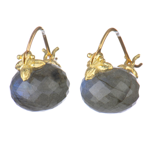 Baby Faceted Labradorite 18k Flyer Earrings