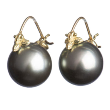 Dark Mocha-Aubergine Tahitian 18k Flyer Earring