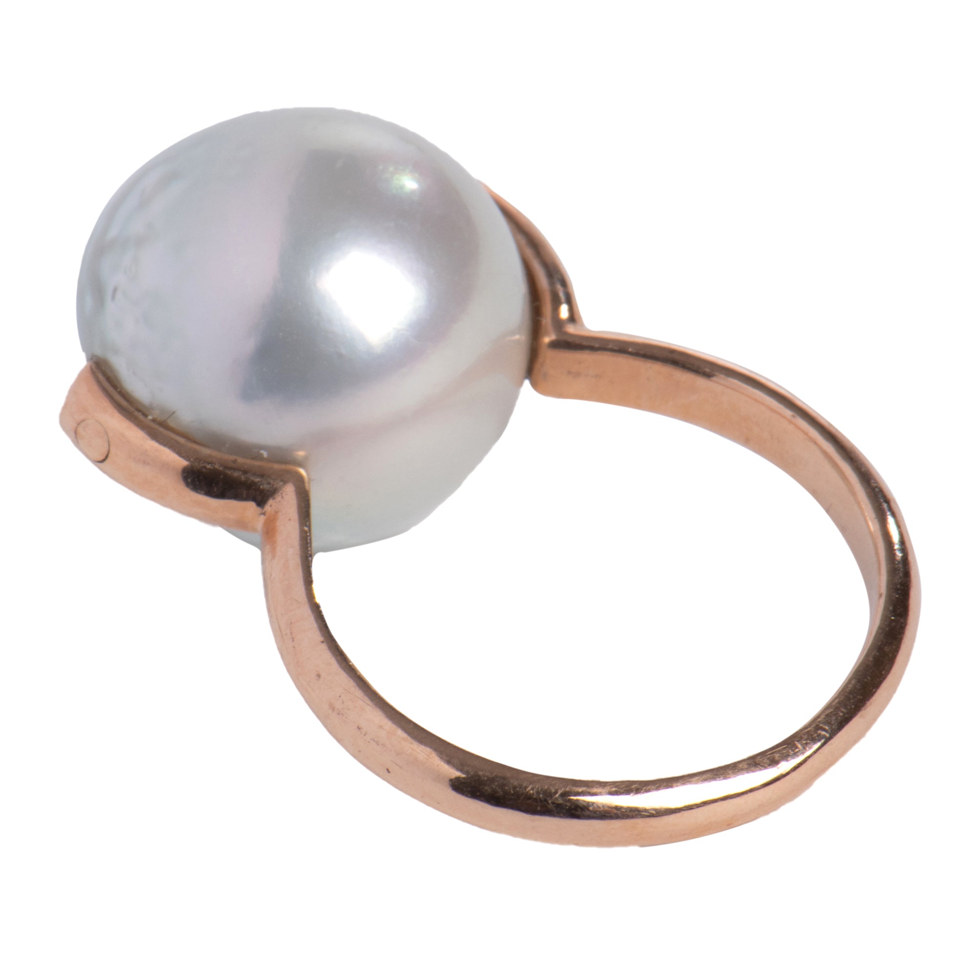 Silvery White South Sea 14k Pink "U" Shank