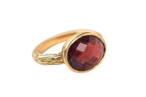 Faceted Red Garnet Ring