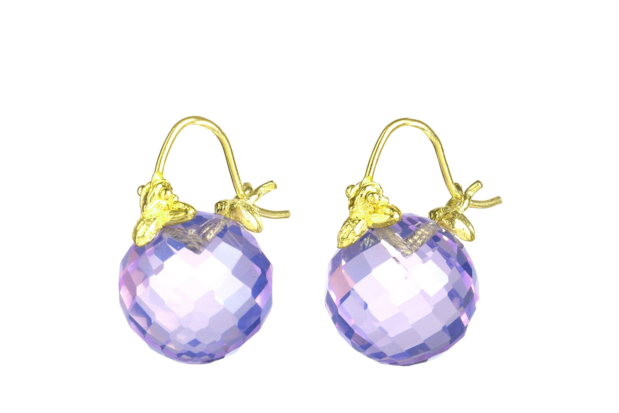 Faceted Round Lavendar Moon Quartz Flyer Earrings