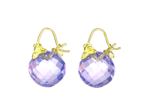Faceted Round Lavendar Moon Quartz Flyer Earrings