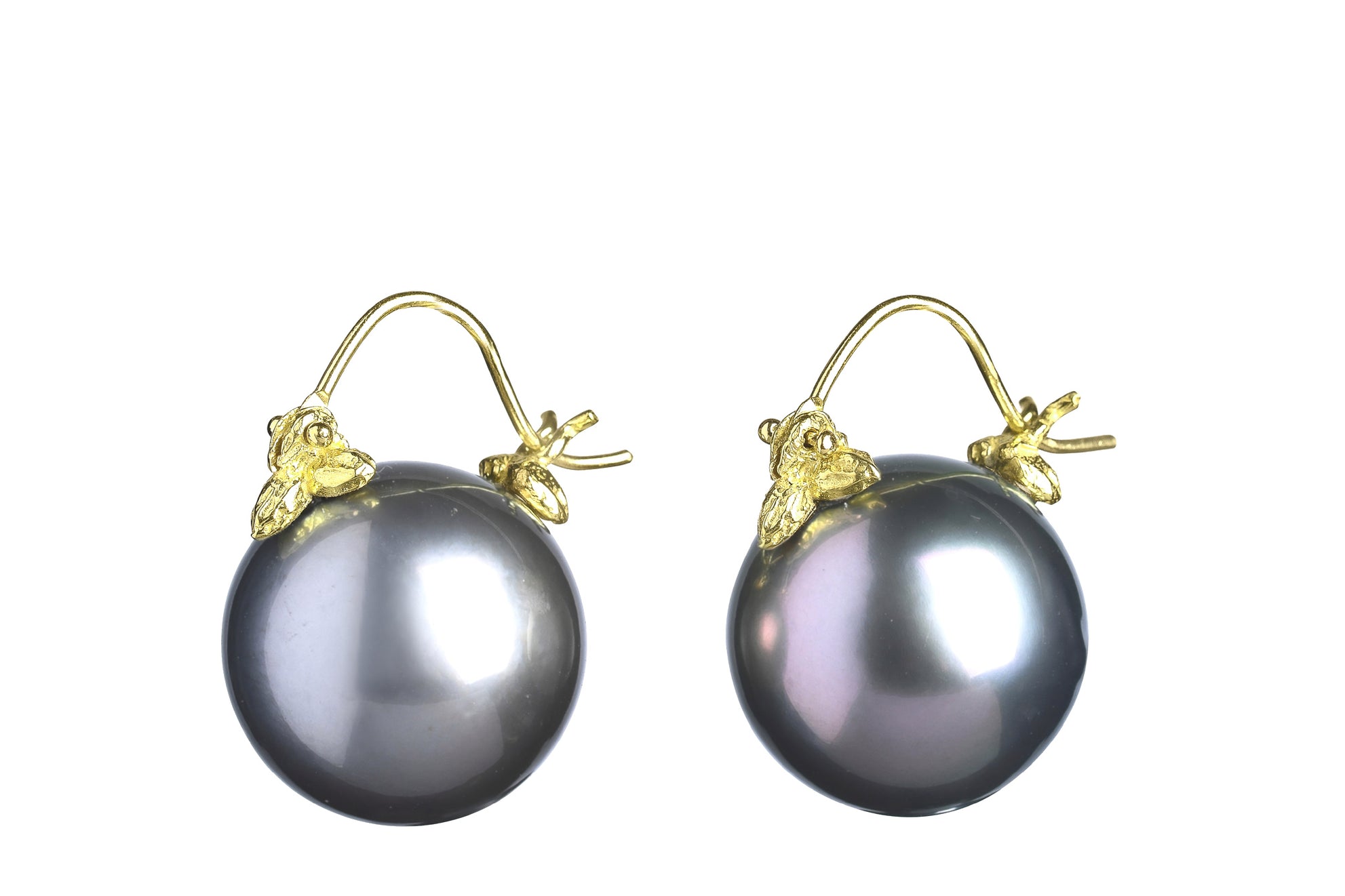 Dark Grey Tahitian Pearl Flyer Earring