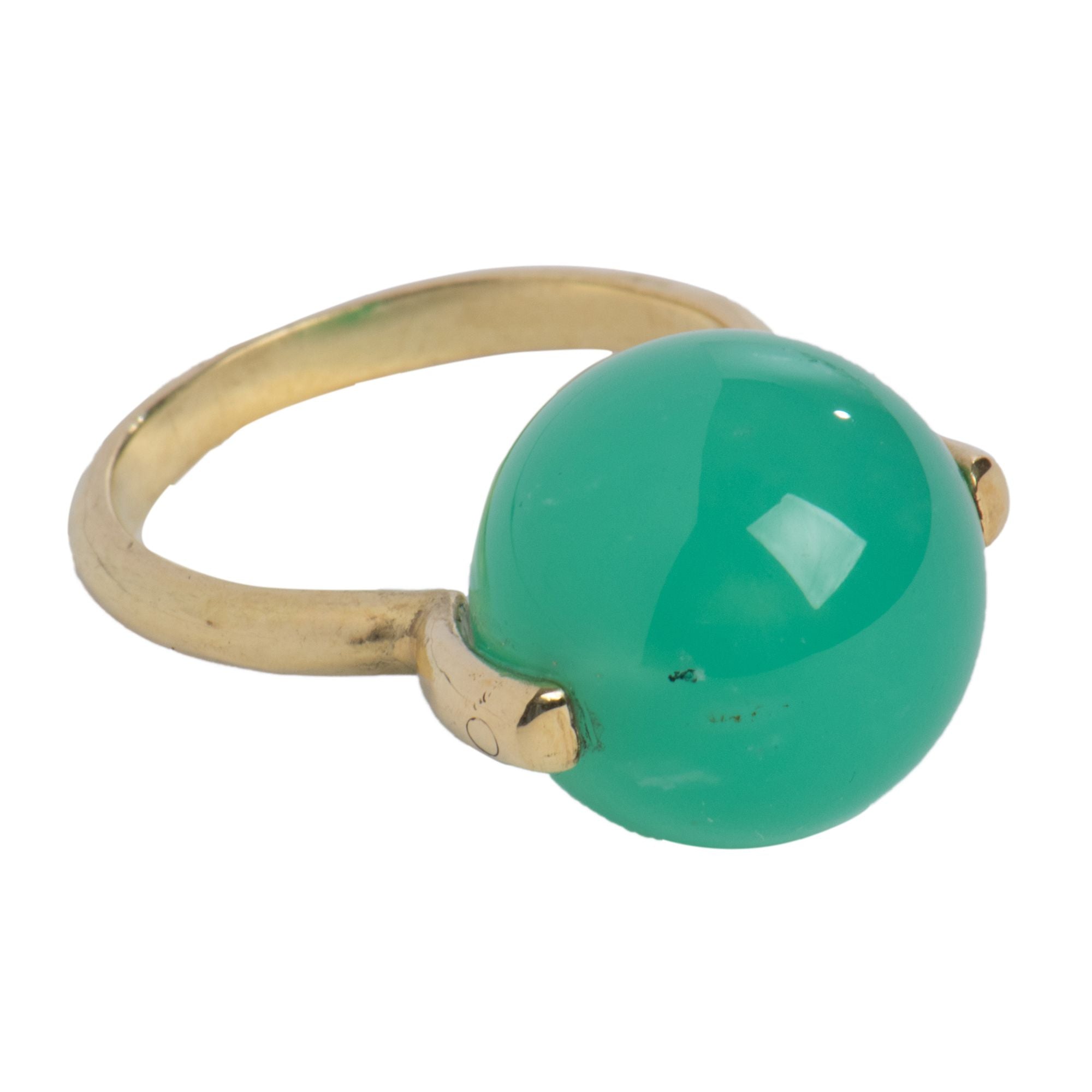 Crysoprase Gumball 18k "U" Shank Ring