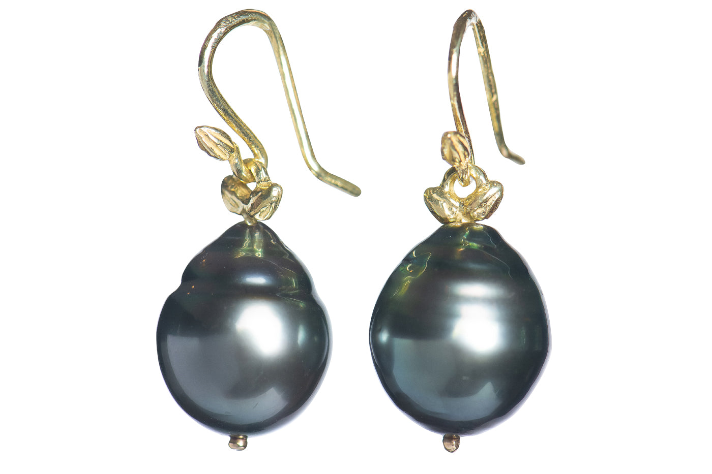 Tahitian Pearl 18k Wing Drop Earrings