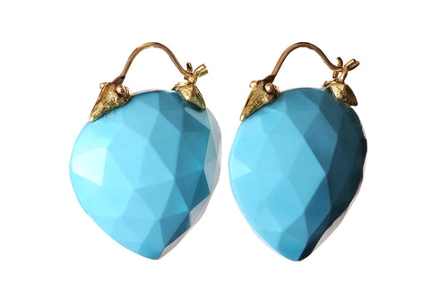 Turquoise 18k Beak Flyer Earrings