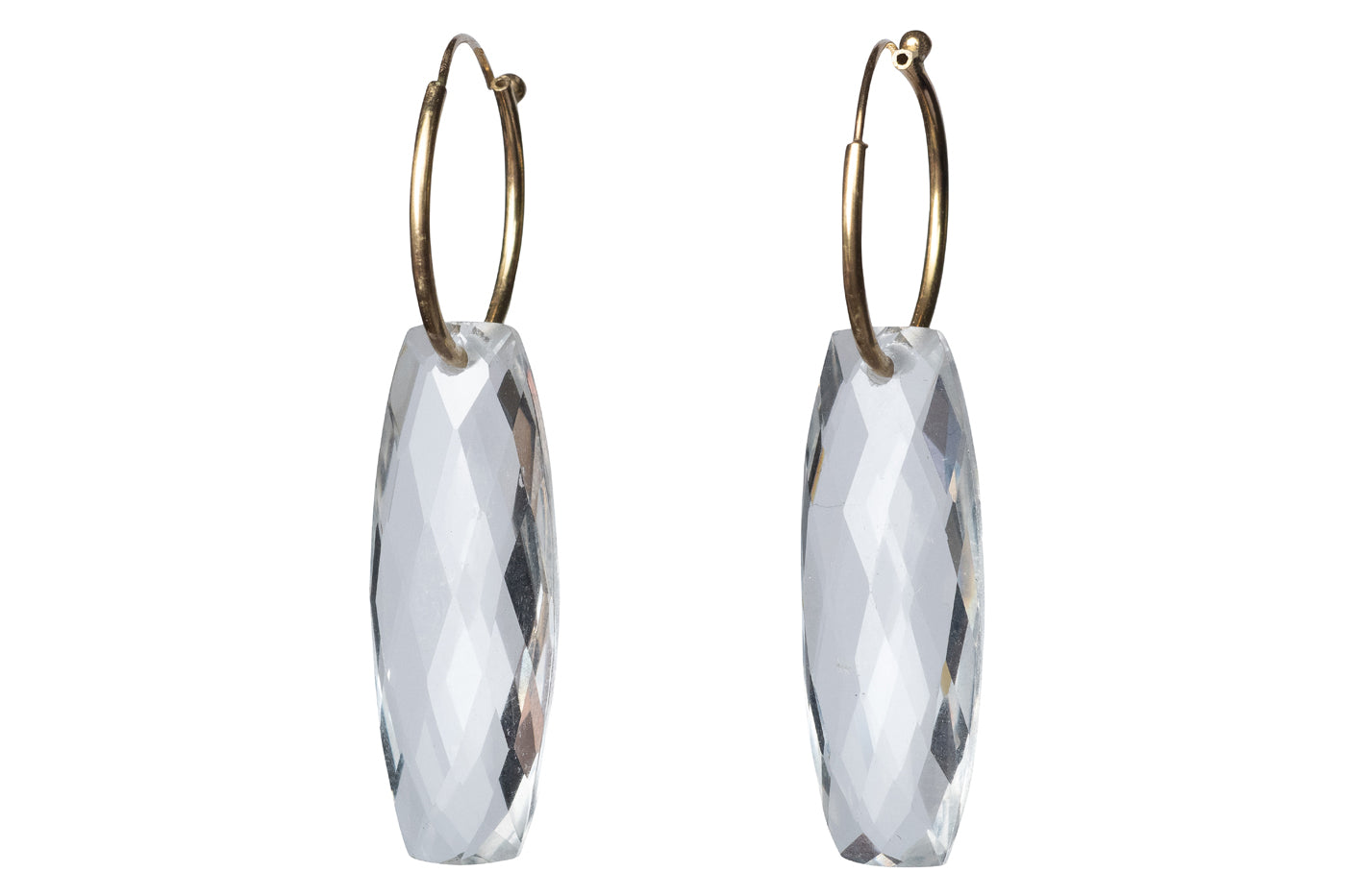 Clear Quarts Rectangle Dangle Earrings