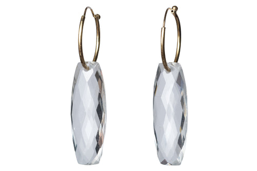 Clear Quarts Rectangle Dangle Earrings