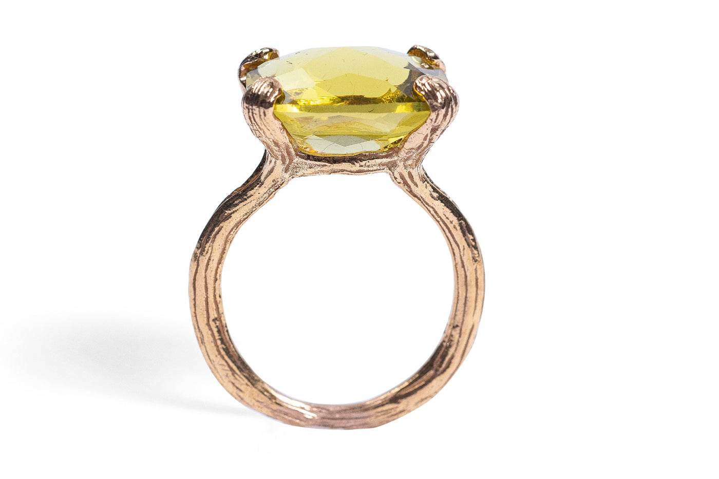 Olive Citrine 18k Petal Shank Ring