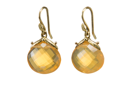 Fire Opal Teardrop 18k Earring