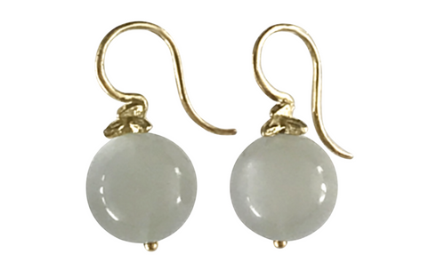 Smooth Green Moonstone Earrings