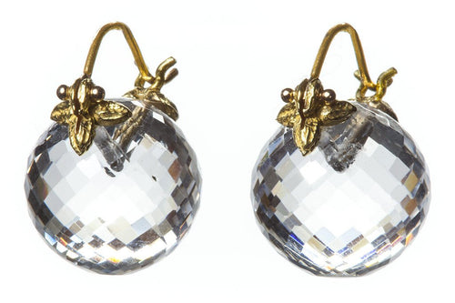 Faceted Round Clear Quartz Flyer Earrings