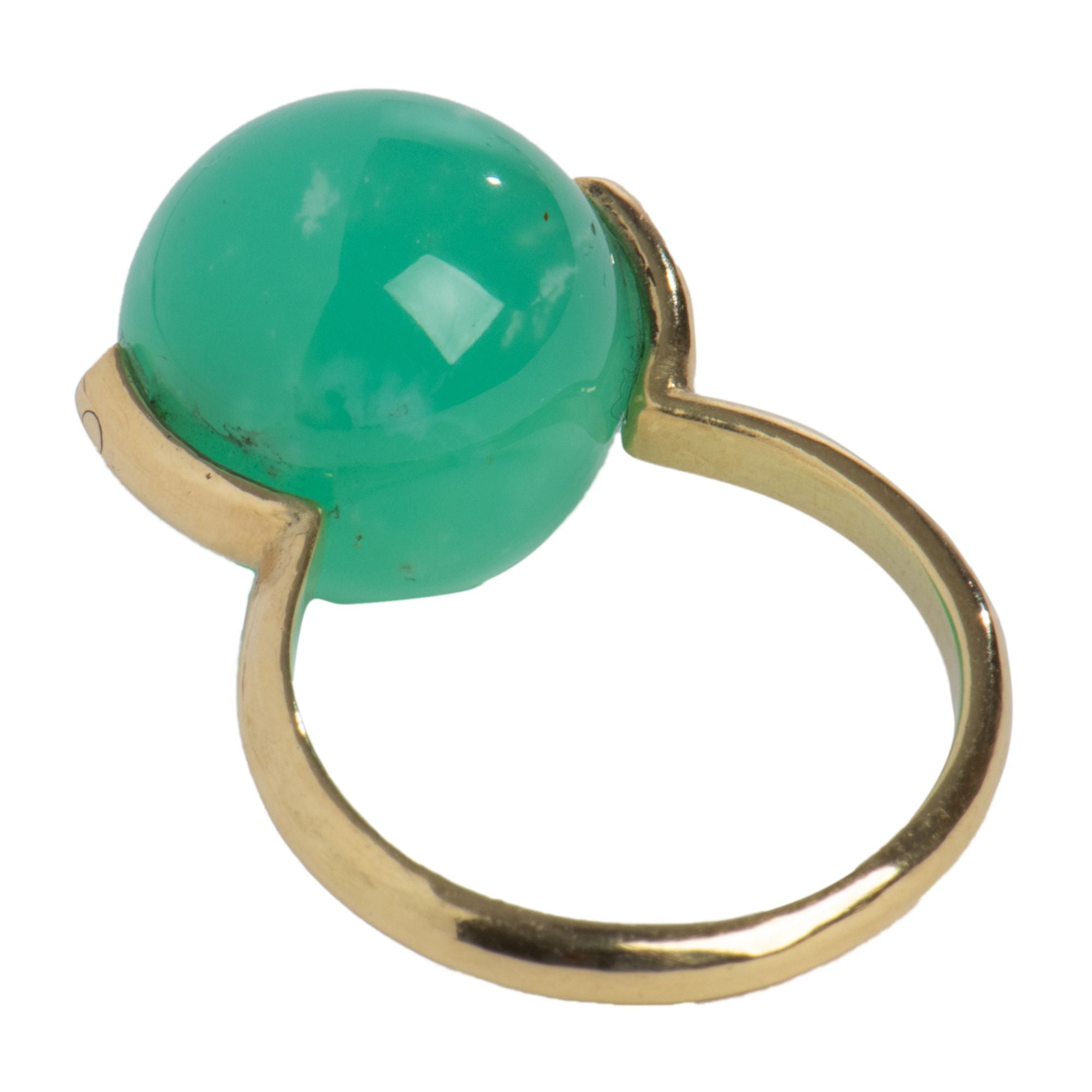 Crysoprase Gumball 18k "U" Shank Ring