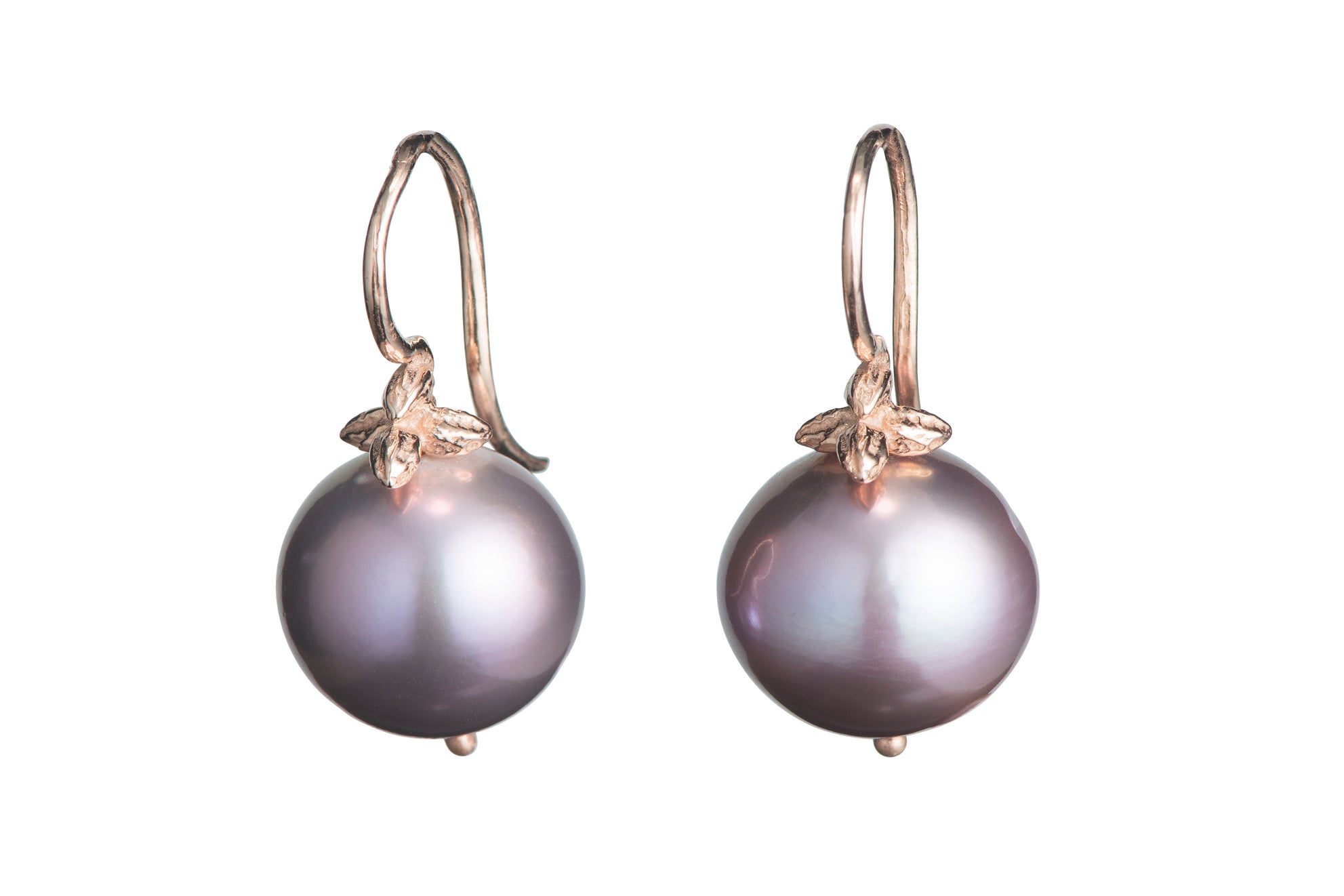 Purple Freshwater Pearl on 14K Pink Triple Seed Earwire
