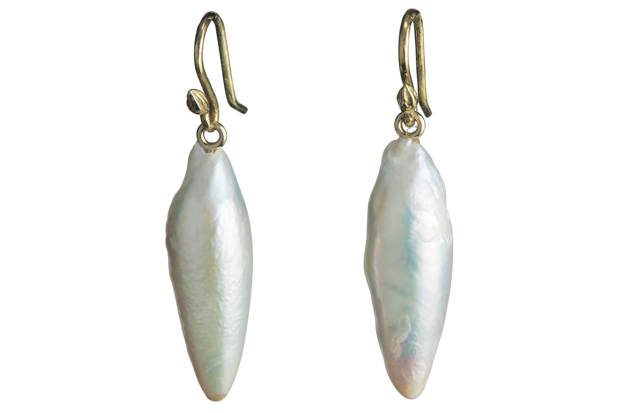 Japanese Biwa Pearl spears on 14k Earwires