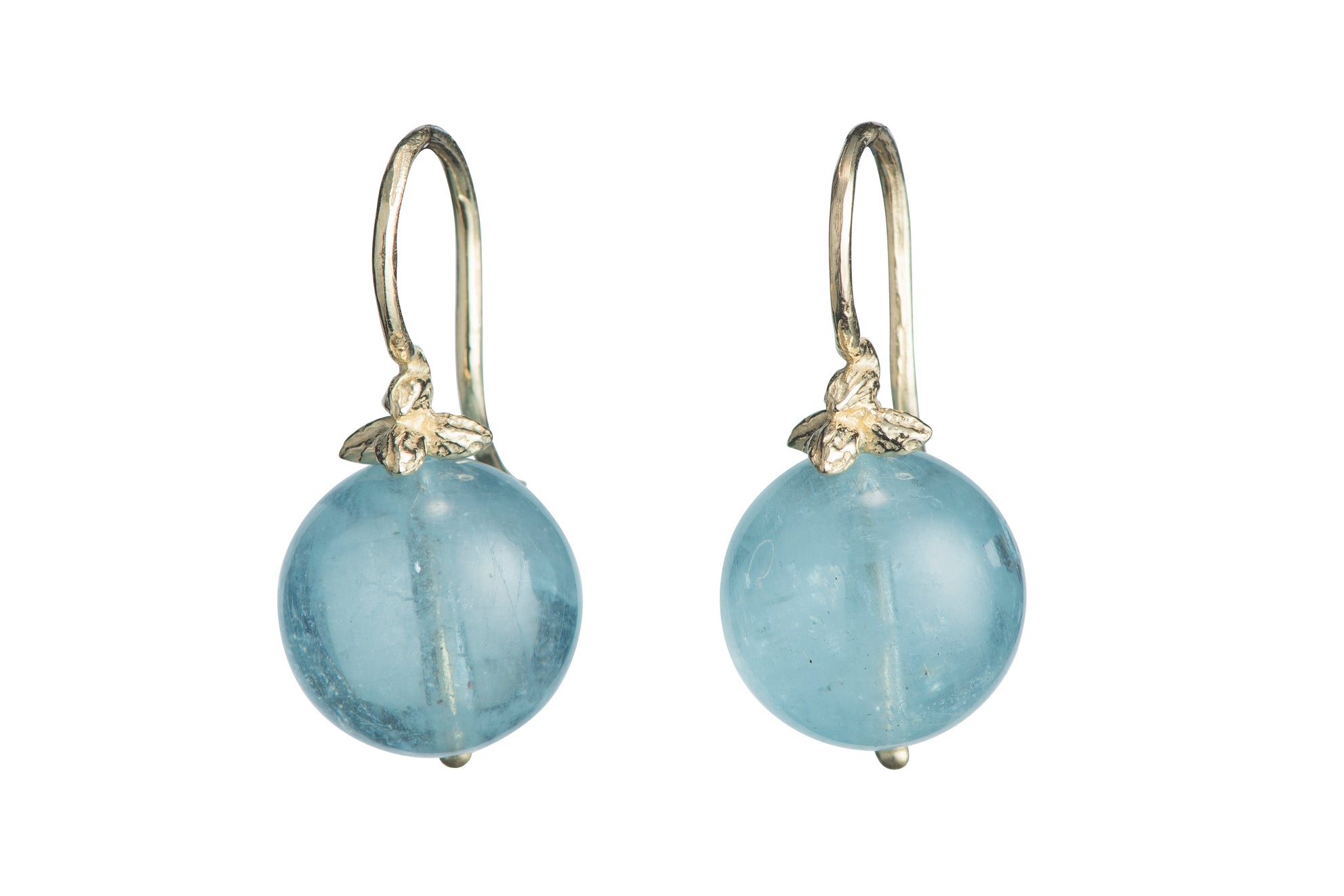 Smooth Aquamarine Triple Seed Earrings