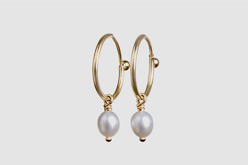 Mini Freshwater Pearl Earrings on Hoops