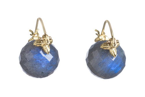 Faceted Round Labradorite Flyer Earrings