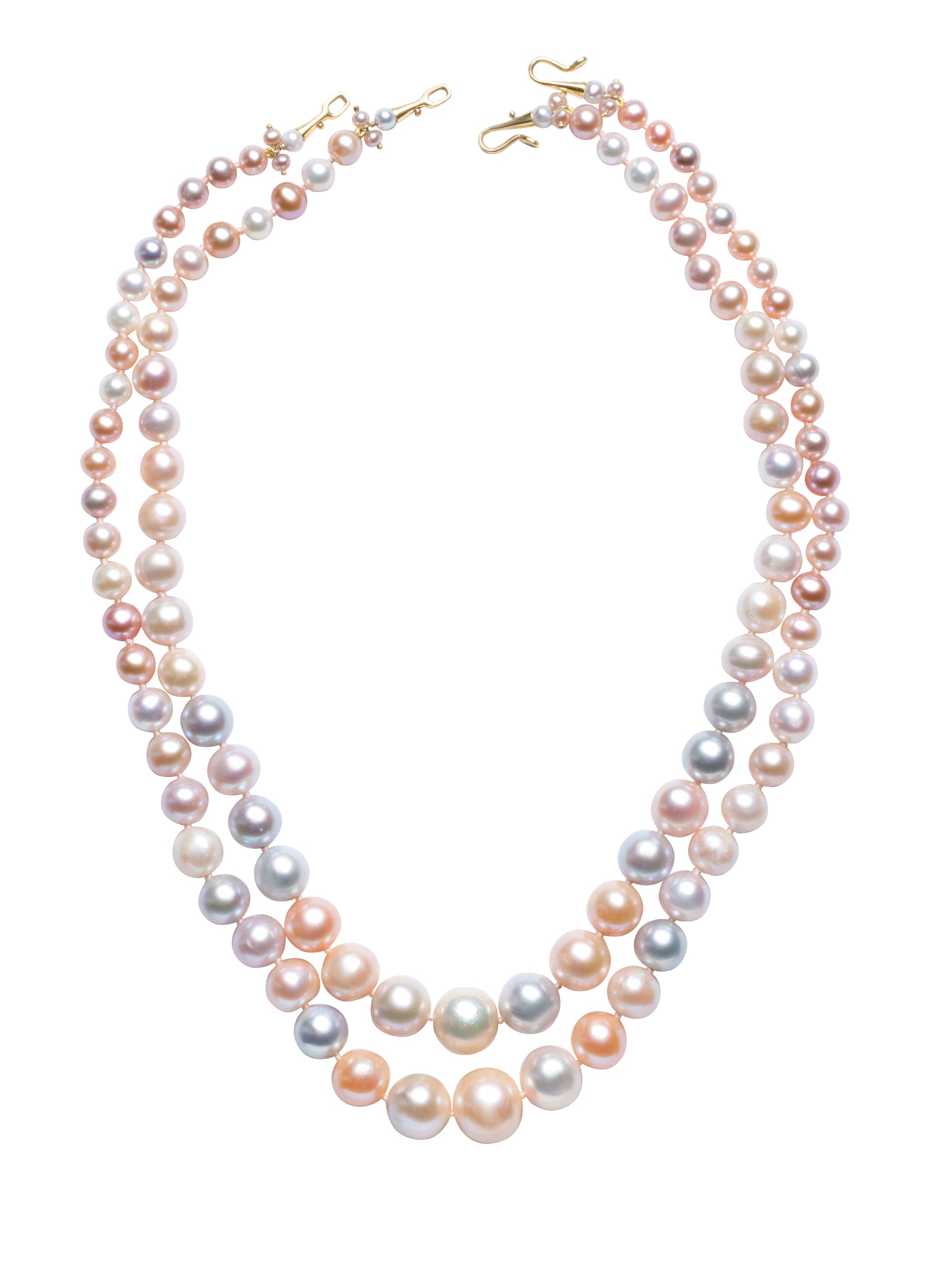 Pair of Nesting Pastel Multi-colored Freshwater Pearl Necklaces