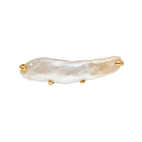 Biwa Pearl Brooch 18k (2")