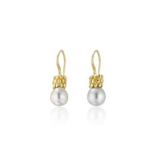 Baby Blue Pearl 18k Raspberry Earrings