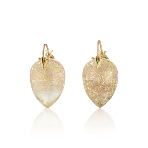 Rutilated Quartz 18k Beak Flyer Earrings