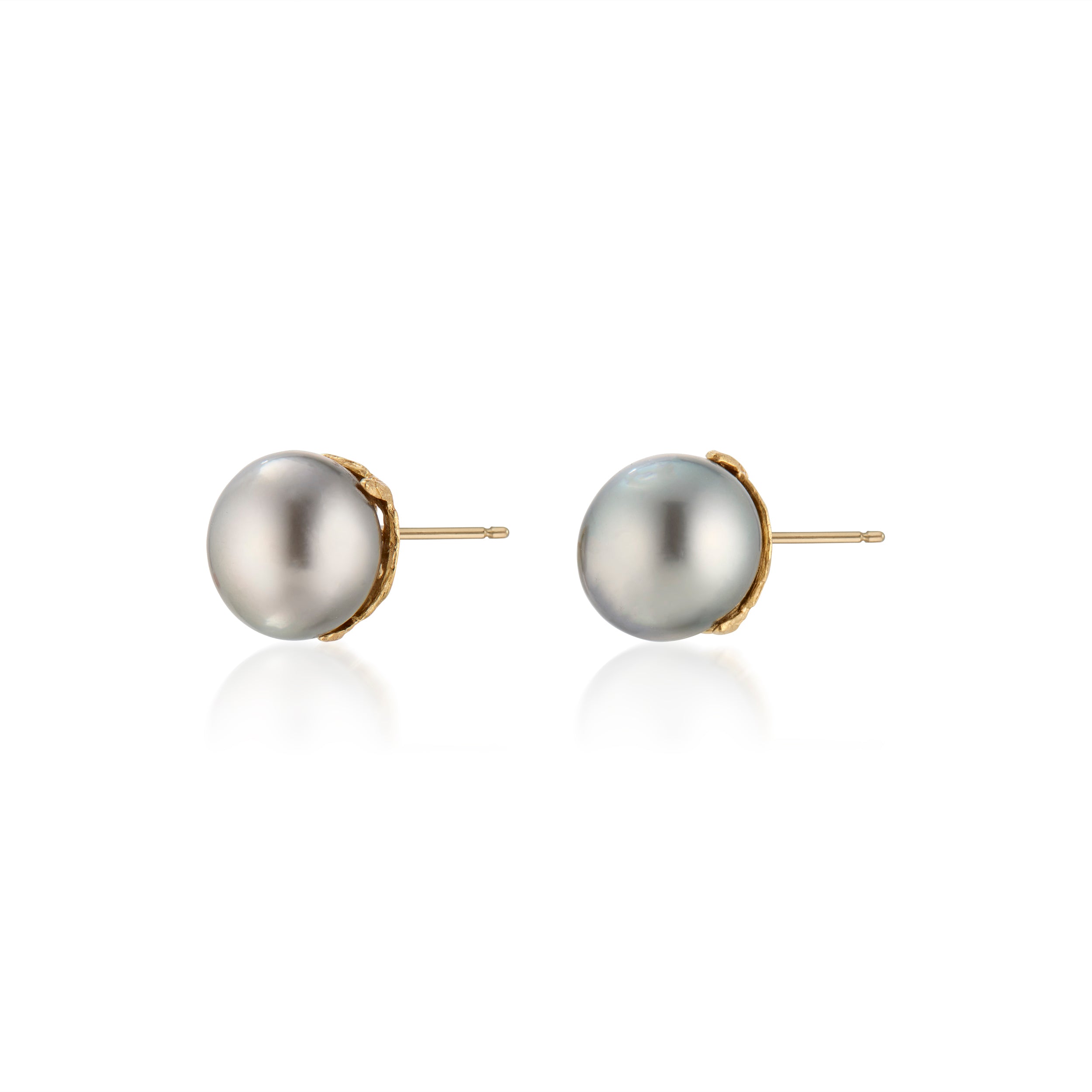 Black Tahitian Pearl 18k Umbrella Post Studs 18k